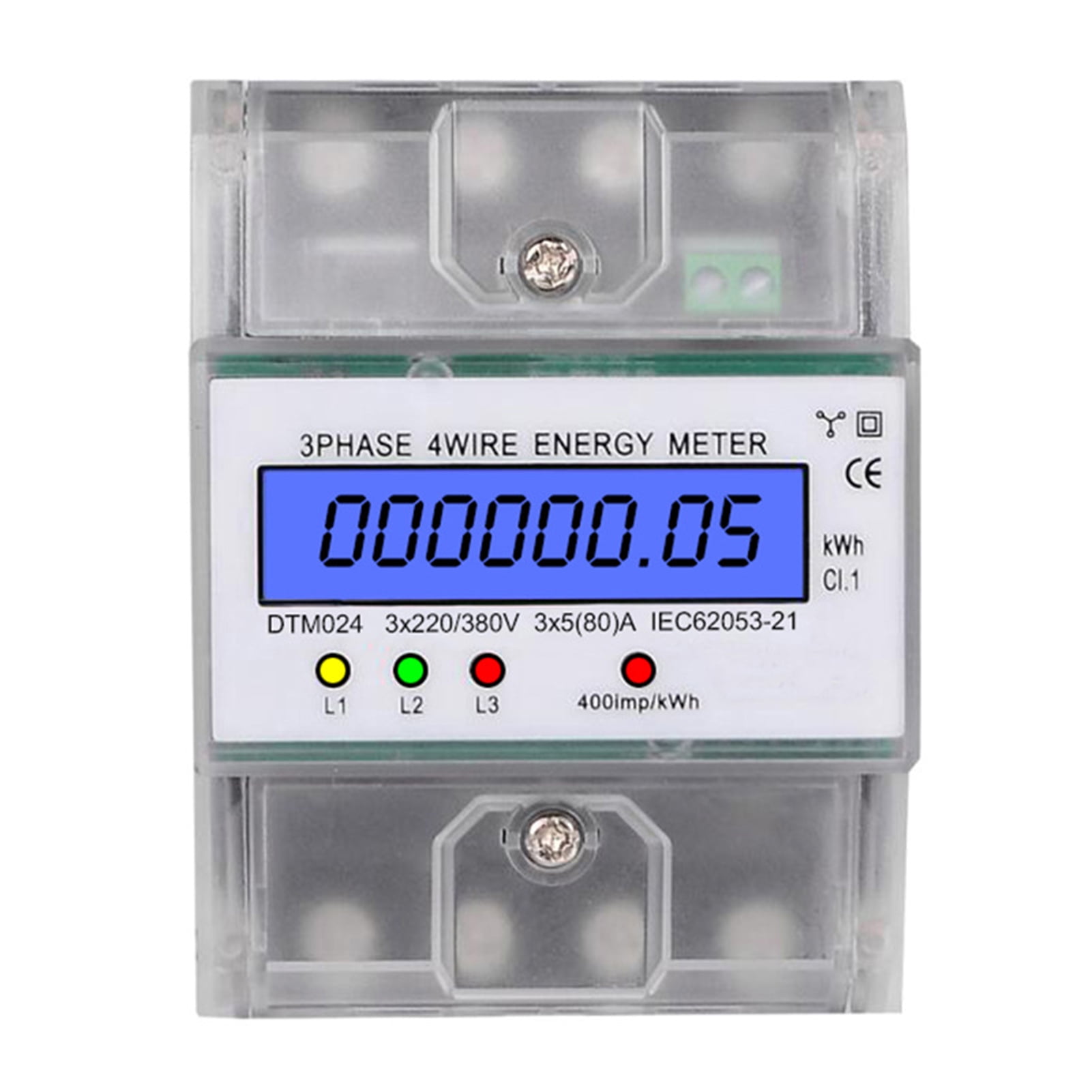 3 Phase 4 Wire Energy Meter 220/380V 5-80A Energy Consumption KWh Meter DIN Rail Installation Digital Electric Power Meter With LCD Backlight Display