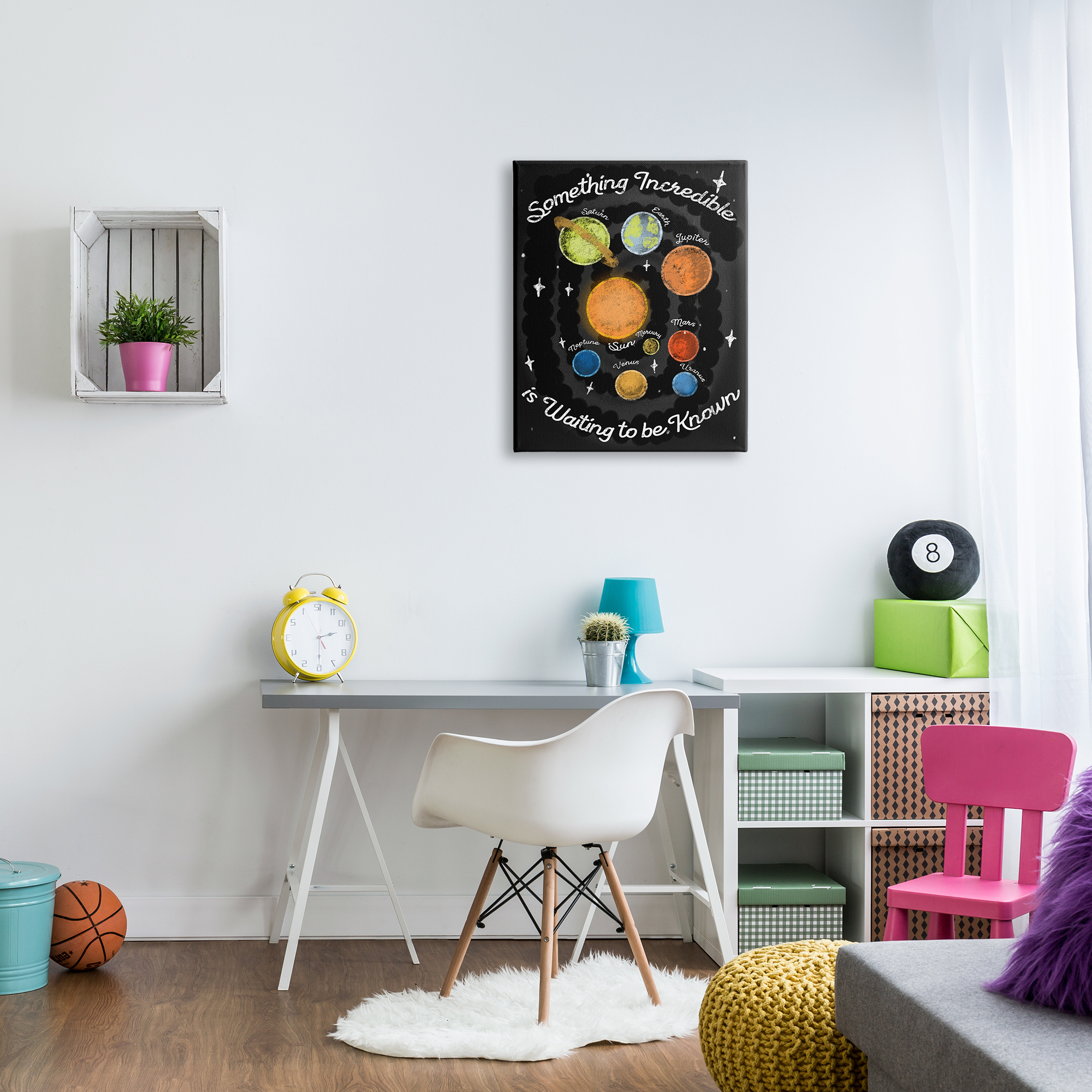 Stupell Industries Something Incredible Is Waiting Quote Planets Sun Earth, 24 x 30, Designed by Daphne Polselli