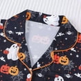 thumbnail image 6 of Womens Halloween Pajamas 2 Piece Set Cute Print Smooth Short Sleeve Notch Collar Button Shirt and Shorts Relaxed Fit Cute Pjs, 6 of 9