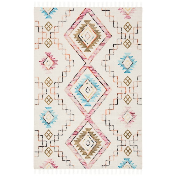 SAFAVIEH Kilim Rado Tribal Wool Area Rug, Ivory/Pink, 5' x 8'