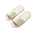 thumbnail image 7 of FITORON Womens Fuzzy House Slippers - Open Toe Striped Plush White,Size 9-9.5, 7 of 7