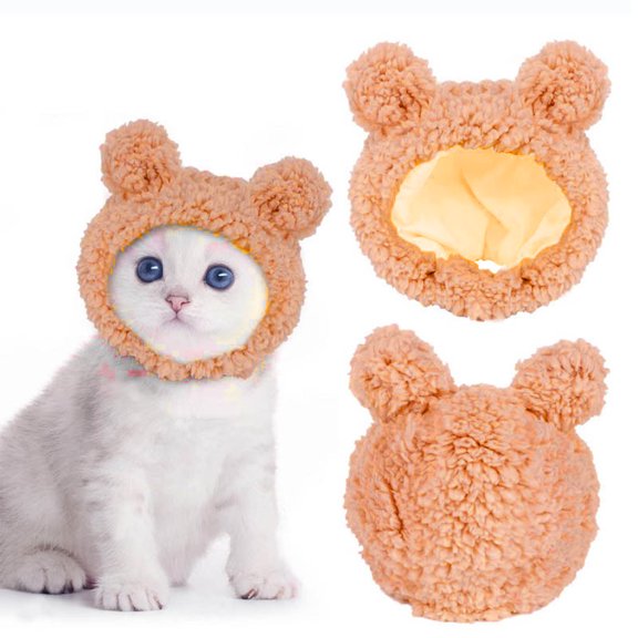 Elainilye Fashion Pet Cats Dog Hat Cute Plush Hat Pet Headband Decorative Cap for Small Medium Cats and Dogs,Brown