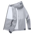 thumbnail image 5 of Baqcunre Winter Jackets For Men Male Spring And Summer Sunscreen Ice Silk Thin Long Sleeved Zipper Hooded Solid Color Jacket Blazer For Men Tops For Men Grey 4XL, 5 of 6