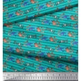 thumbnail image 3 of Soimoi Green Heavy Satin Fabric Stripe & Love Text Print Fabric by the Yard 56 Inch Wide, 3 of 3
