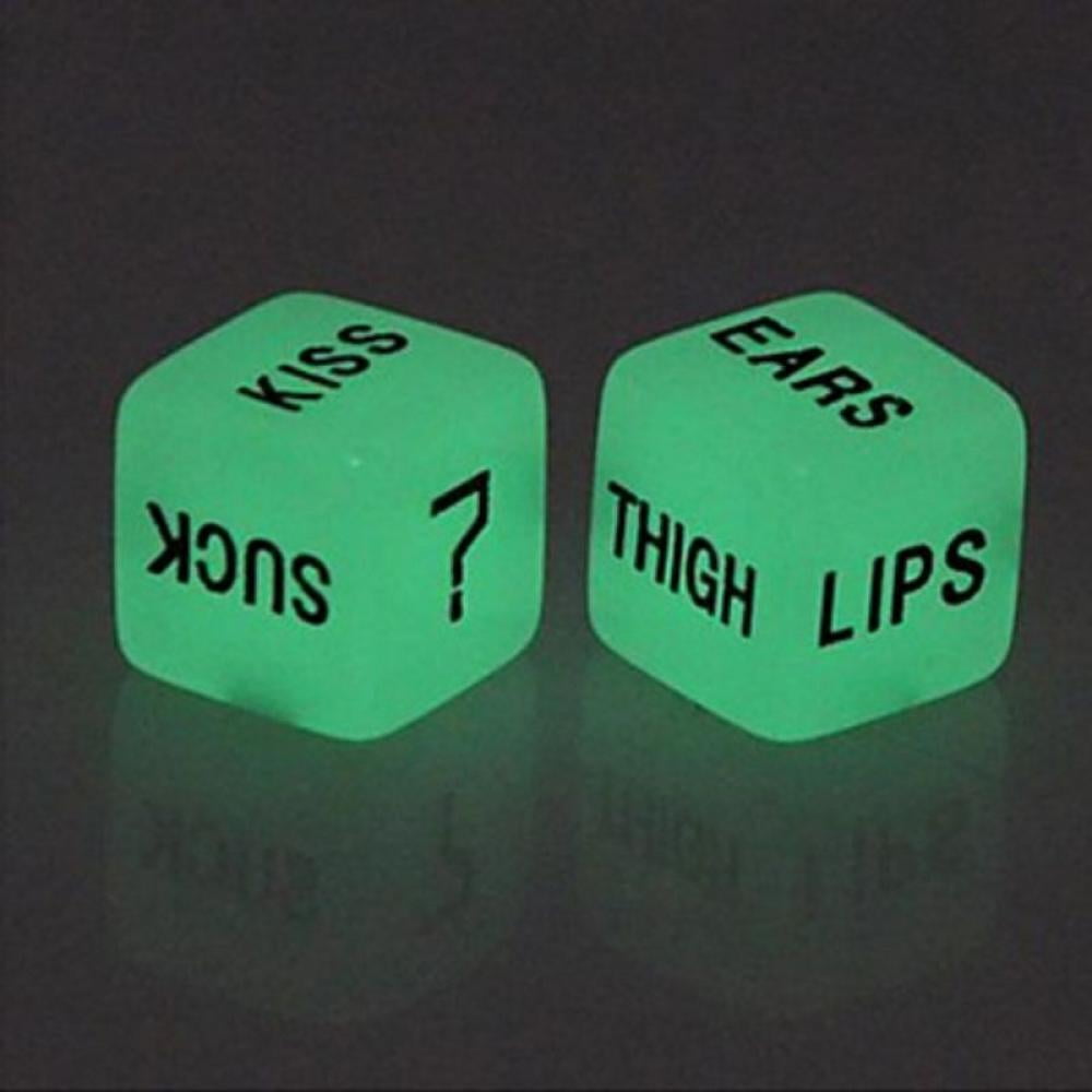 2x Glow in Dark D6 Sexual Action Dice for Bachelorette Party or Adult Couple