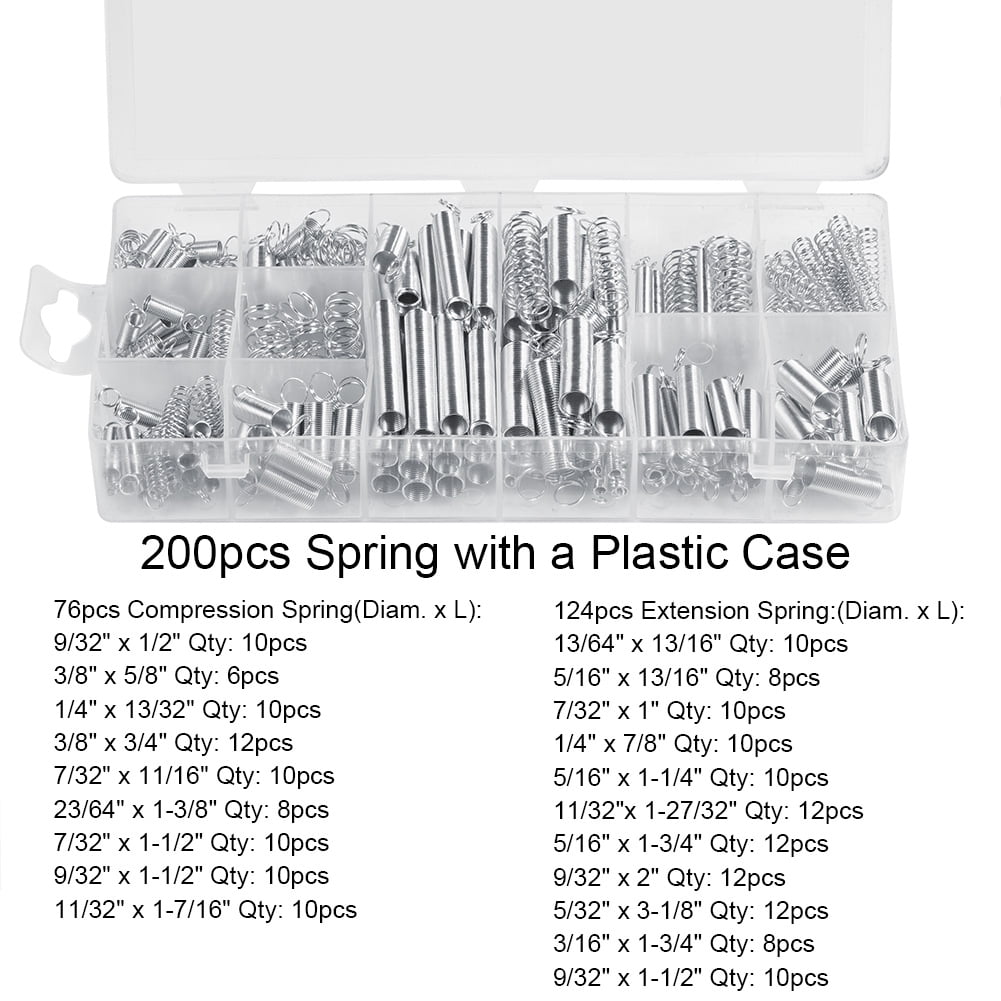 Spring Assortment 200pcs/Set 20 Sizes Extension Compression Spring
