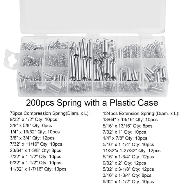 Assorted Springs,200pcs/Set 20 Sizes Extension Spring Set Spring Assortment Remarkable Clarity