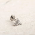 thumbnail image 4 of Tiny Trinity Stud Earrings Three Stones Minimalist flat back Stud Earrings Cartilage Tragus stud Internally Threaded Tiny Triple CZ Labret, 4 of 7