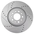 thumbnail image 3 of TRQ Front Performance Brake Rotors Set Premium G-Coated Cross Drilled & Slotted Fits Select 2015-2017 Chrysler 200 2014-2021 Jeep Cherokee, 3 of 6