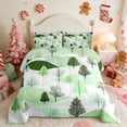 thumbnail image 2 of Manfei Green Queen Comforter Set Xmas Tree Comforter Sets Queen, Cream Green 3-Pieces 1 Comforter and 2 Pillowcases, Xmas Reversible, 2 of 6