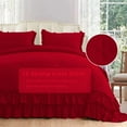 thumbnail image 3 of D.N.G. BEDDINGS 3 Piece Luxury 5 Inch Two Layer Ruffle Comforter Set Premium Super Soft, 800 TC, 100% Egyptian Cotton, Super Soft, Oversized Super King Size Red Color, 3 of 7