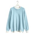 thumbnail image 4 of FAIWAD Crew Neck Layered Sweatshirt for Women Oversized Patchwork Long Sleeve Pullover Side Split Casual Sweatshirts, 4 of 7