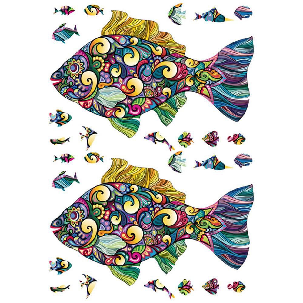 Details about   Colorful Fish Shaped Wooden Jigsaw Puzzle Sea Life Educational DIY Woodcraft ... 
