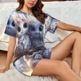 thumbnail image 5 of Yiaed Cute Animal Couple Print Short Sleeve Pajama Sets for Women Casual Crew Neck 2 Piece Lounge Sets Women's Short-Sleeved Pajama-X-Large, 5 of 5