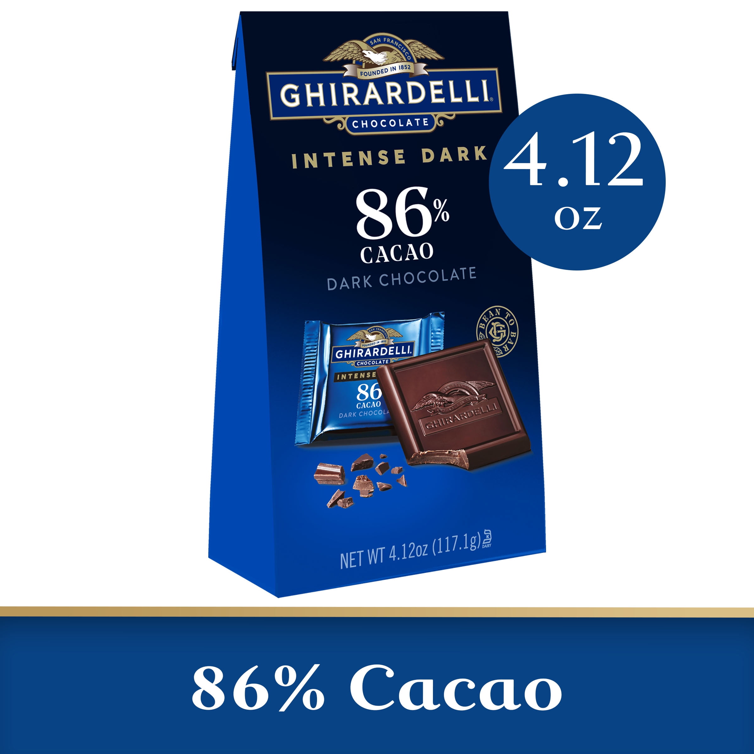 GHIRARDELLI Intense Dark Chocolate Squares, 86% Cacao, 4.12 Oz Bag
