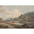thumbnail image 2 of Francis Towne 14x11 Black Ornate Wood Framed Double Matted Museum Art Print Titled: Modern Bridge at Narni (1795), 2 of 5