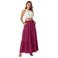 thumbnail image 5 of WQNVRNR Maxi Skirt for Women- Long Flare A-Line Vacation High Waist Pleated Flowy Skirt with Pockets Hot Pink Size 2XL, 5 of 7
