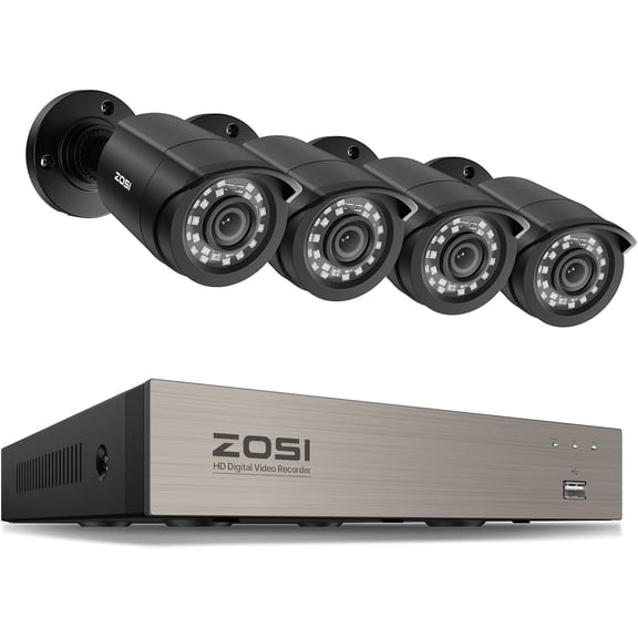 3K Lite Security Camera System Indoor Outdoor,AI Human/Vehicle Detection,Night Vision,Remote Access,4pcs 1080P 1920TVL Weatherproof Surveillance Cameras,H.265 8CH CCTV DVR(NO HDD)