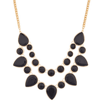 Lux Accessories Black Circles and Diamonds Statement Necklace