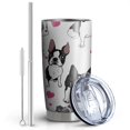 thumbnail image 2 of 20 Oz Pug and Love Heart Coffee Tumbler Double Wall Insulated Stainless Steel Water Bottle | Metal Reusable Thermoses Flask with Cup Cap | Leak & Sweat Proof with Anti-Dust Lid, 2 of 7