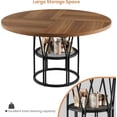 thumbnail image 4 of Round Dinning Table for 4-6, 47" Circle Kitchen Table with Storage Shelf & Sturdy Metal Frame, Modern Dinner Table for Kitchen, Living Room, Apartment, Office, Brown, 4 of 9