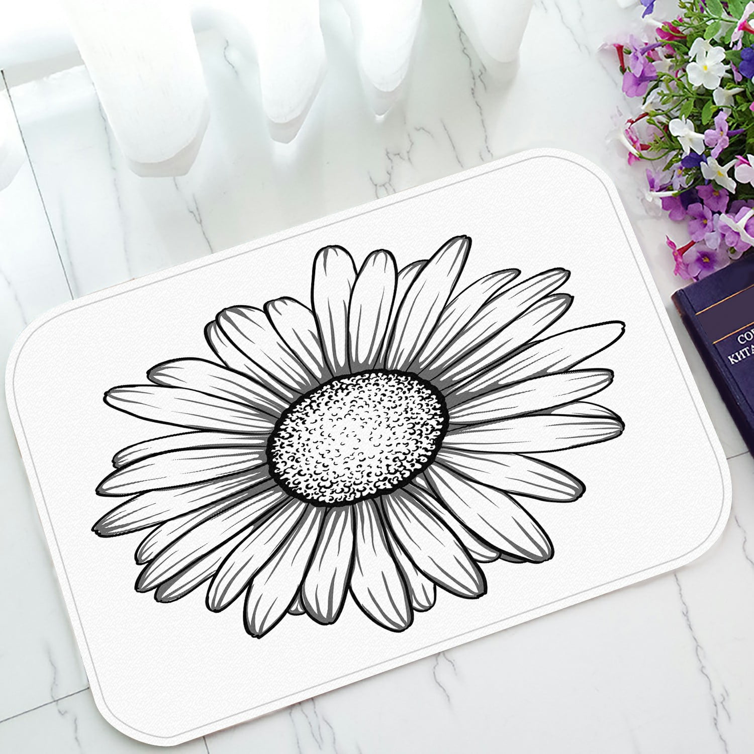 ECZJNT beautiful monochrome black and white daisy flower