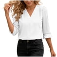 thumbnail image 6 of Tqcoqu Women's 3/4 Sleeve Tops Tunic Casual Pleated V Neck Business Work Blouses Office Shirts,White,Women's S-XXL, 6 of 9