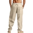 thumbnail image 4 of Blmnix Palazzo Pants for Men Baggy Low Rise Beach Pants Travel Pants Pants Yellow Straight-Leg Long Men's Casual Pants,L, 4 of 8