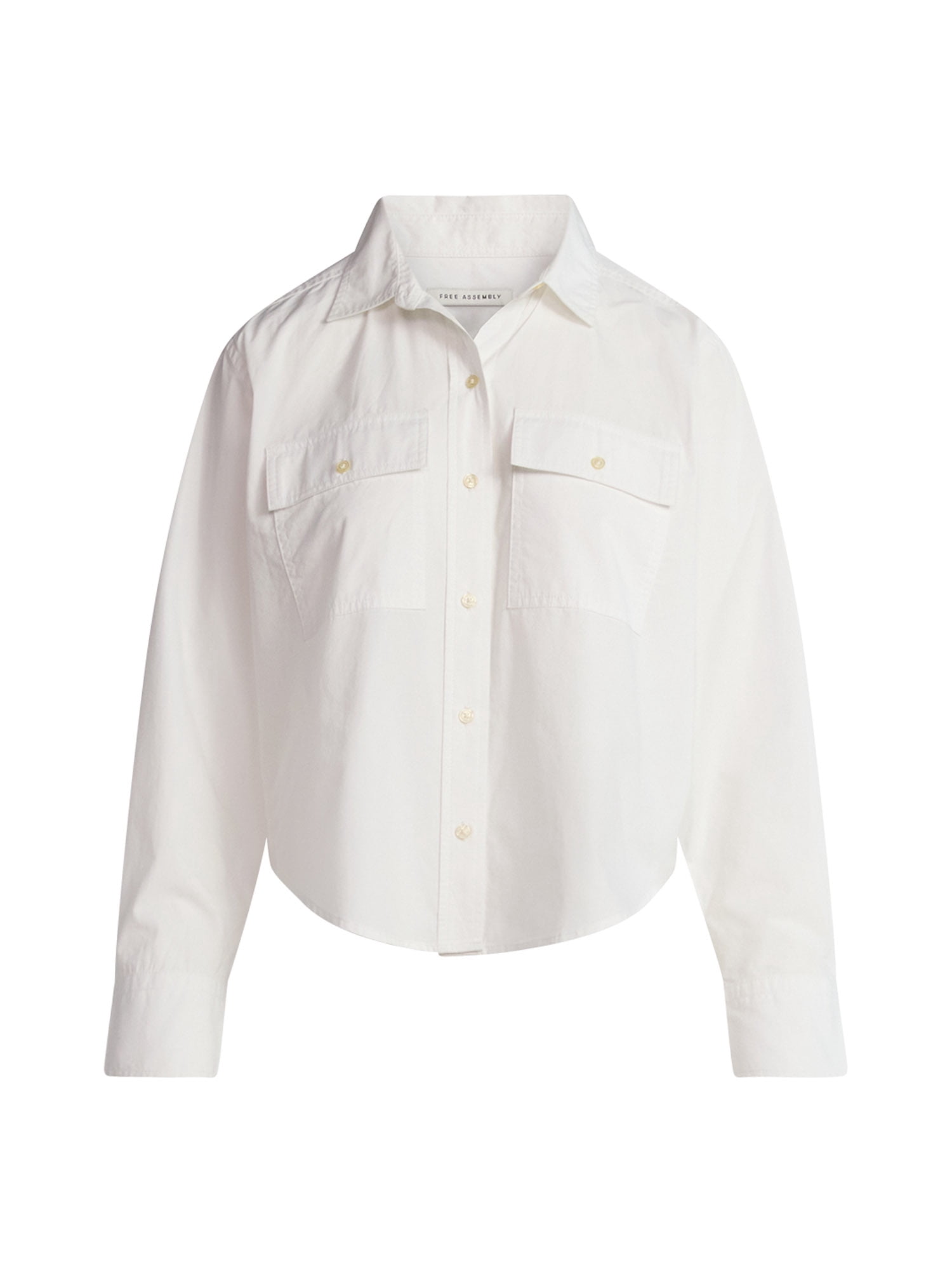 Free Assembly Women's Cropped Cotton Utility Shirt with Long Sleeves, Sizes XS-XXL