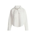 thumbnail image 2 of Free Assembly Women's Cropped Cotton Utility Shirt with Long Sleeves, Sizes XS-XXL, 2 of 2