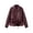 Wine, variant on Zpanxa Leather Jacket Women Solid Color Long Sleeve Casual Jacket Warm Cozy Comfortable Classic Versatile Trendy Winter Outerwear