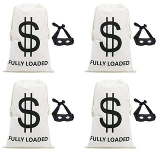 Boao 19.7 x 15.8 inch Money Bag Dollar Sign Bag Money Drawstring Canvas Bag with Dollar Symbol for Toy Favor Cosplay Themed Party