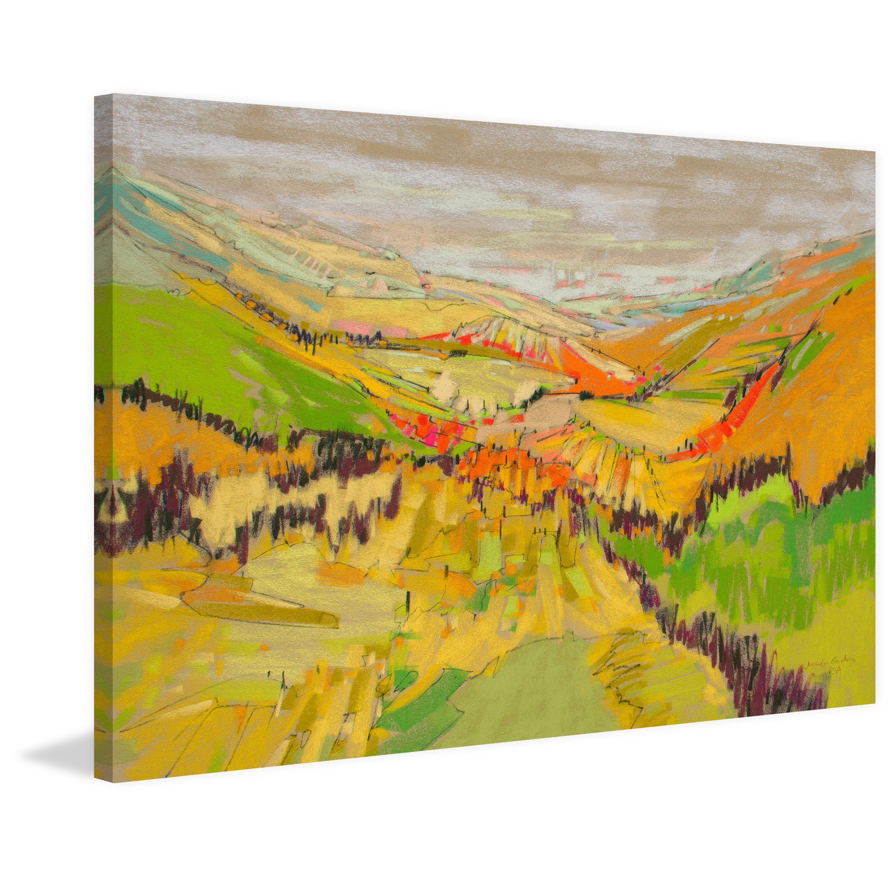 "Patchwork Hills VII" Painting Print on Wrapped Canvas