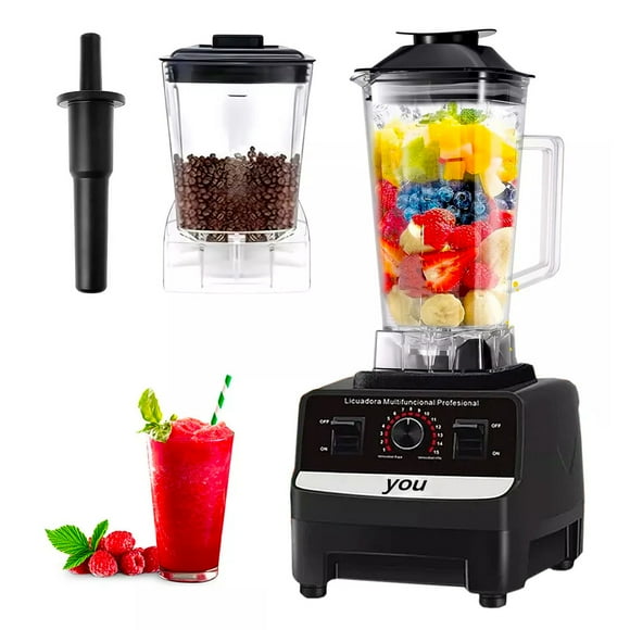 Licuadora Multifuncional Y Moledor 2lt 15 Vel Doble Vaso You Negro