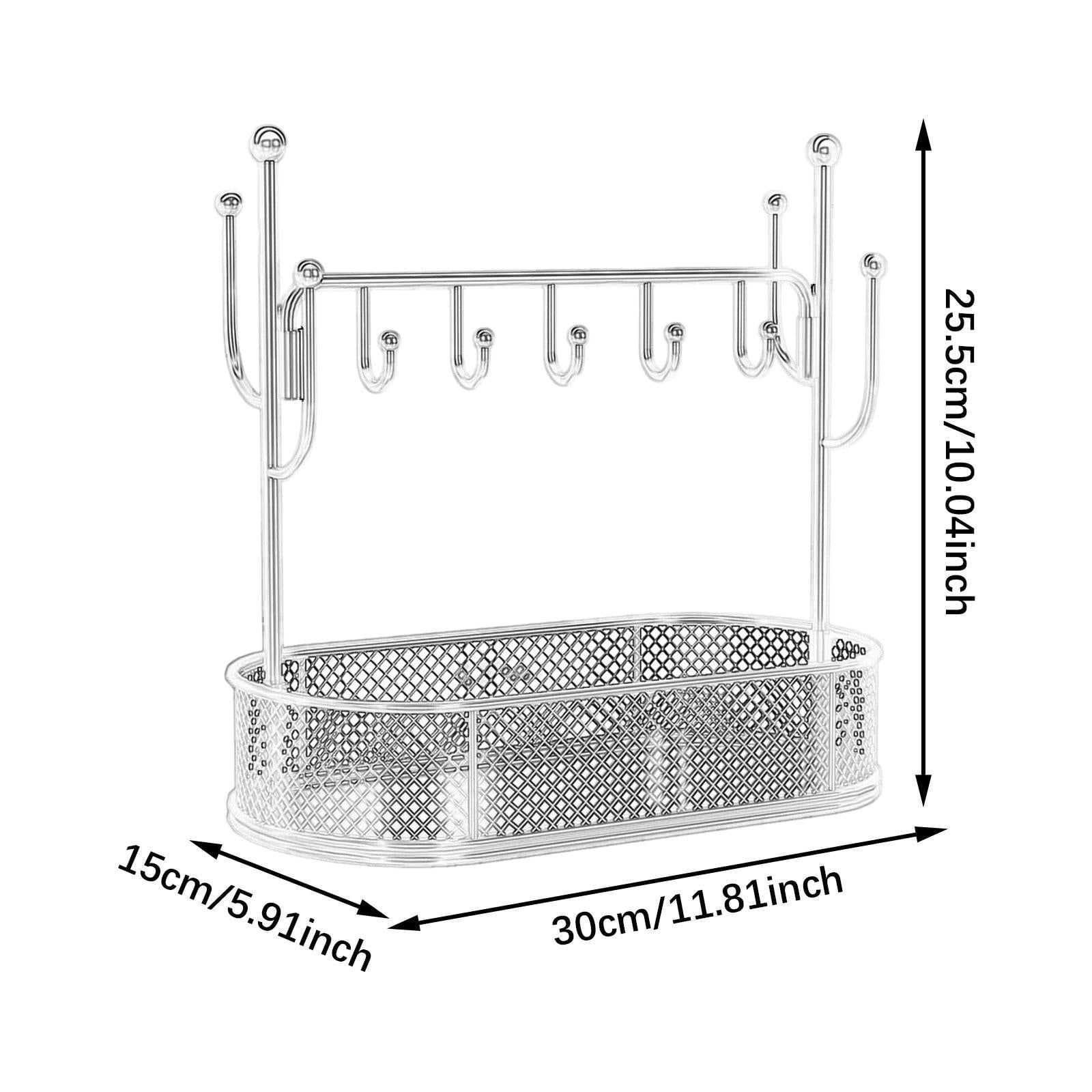 FVDPWYE Jewelry Display Stand Hanging Organizer with Hooks Key Rack Decorative with Tray Black