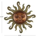 thumbnail image 3 of DecMode Copper Metal Sun Wall Decor with Smiling Face and Curved Rays, 3 of 7