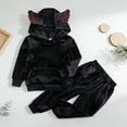thumbnail image 2 of FINALGANG Girls Toddler Two Piece Velour Outfit Wing Decor Hooded Long Sleeve Sweatshirt Elastic Waisted Jogger Pants For Daily Casual Outdoor Wear Cute Set, 2 of 3