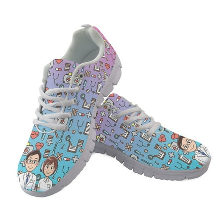 

Summer Lace Up Sport Jogging Running Shoes For Women Nurse Walk Casual Shoes Doctor Print Mesh Ladies Sneakers Womens Flats