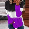 thumbnail image 2 of Gibobby Camisa De Invierno Tops de color para mujer de geometría de contraste largo Blusa de manga estampada Camisetas de mujer（Morado， M), 2 of 5