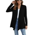thumbnail image 7 of Light Weight Cardigan Women Women's Open Front Cardigans Long Sleeve Casual Soft Drape Fall Cardigan Cardigan Sweaters for Women Lightweight Black L, 7 of 7