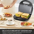 thumbnail image 4 of Sandwich Maker with Non-stick Deep Grid Surface for Egg, Ham, Steaks Compact Electric Grill Tostadora de Pan Black, ETL Certificated, Roy, 4 of 4