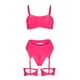 thumbnail image 4 of Gibobby Conjunto ropa interior mujer Conjunto de lencería sexy de encaje suave para mujer, ropa interior transparente con aros de encaje floral(Rosa caliente, G), 4 of 5
