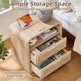 thumbnail image 4 of LEYAOYAO Rattan Nightstand with Charging Station Set of 2, Modern End Table with 2 Drawers and Shelf for Bedroom/Living Room, Natural Oak, 4 of 10