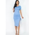 thumbnail image 6 of Midi Dress with Ruched Drawstring Sides and Split Hem, 6 of 9