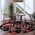 thumbnail image 3 of Black Christmas Round Area Rug 8Ft Washable Large Circle Rugs for Living Room Dorm, Xmas Snowflakes Trees Wreaths Bells Cartoon Non-Slip Carpet Floor Mats Indoor Outdoor Carpet Runner Home Decor, 3 of 8