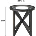 thumbnail image 3 of HMFULE 22.1" Round End Table, Modern Coffee Side Table with Tempered Glass Top and Solid Wood Base for Small Spaces, Dinning, Living Room, Bedroom (Black), 3 of 6