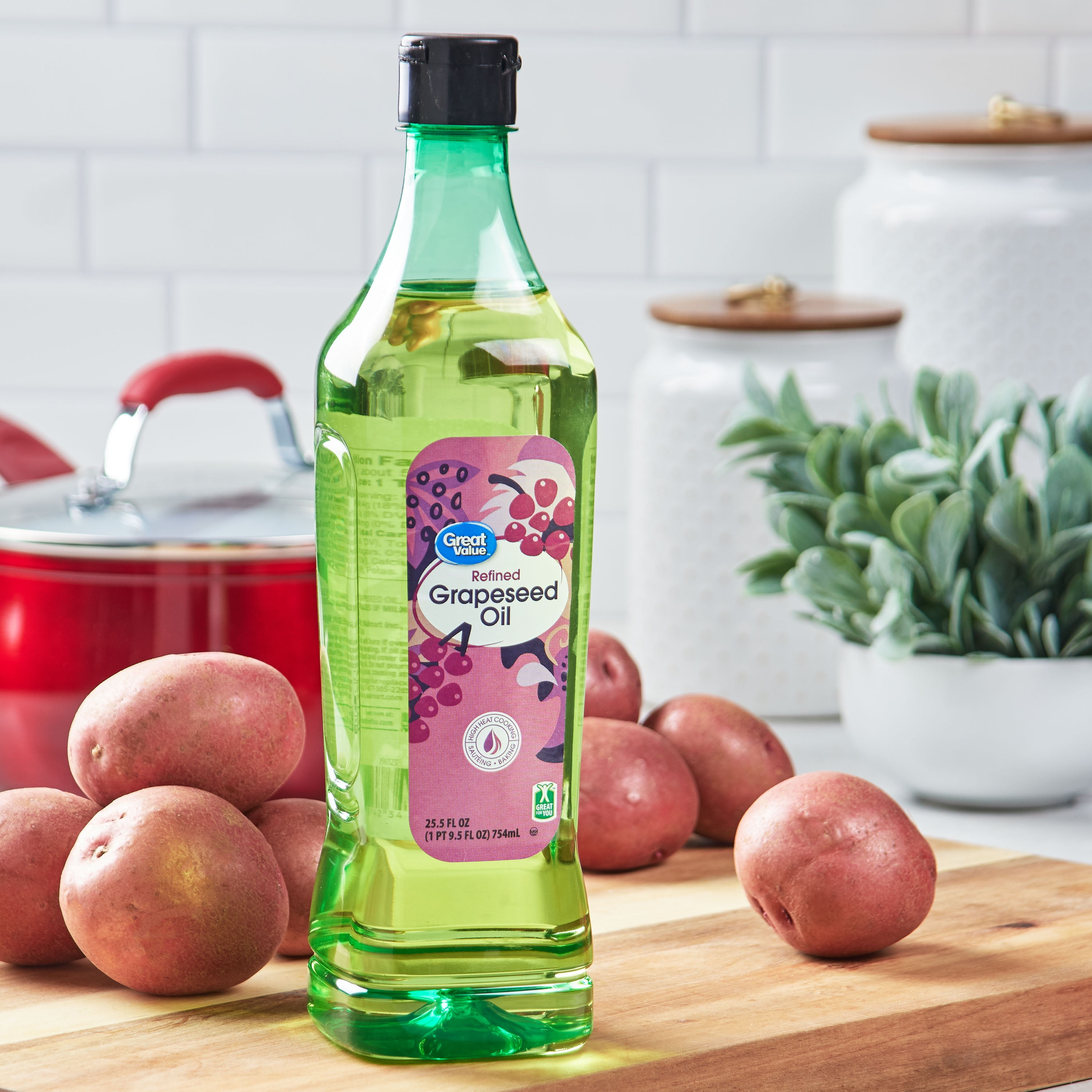 (4 pack) Great Value Refined Grapeseed Oil, 25.5 fl oz