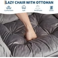 thumbnail image 5 of Twister.CK Lazy Chair with Ottoman, Thick Padded Modern Accent Armchair, Upholstered Sofa Chair with Armrest, Reading chair with Footstool for Bedroom, Living Room, Dark Gray, 5 of 8