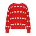 thumbnail image 4 of ClodeEU Womens Heart Sweater, Crew Neck Cute Ribbed Knit Sweaters, Loose Casual Pullover Tops Red,Womens Plus L, 4 of 8