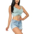 thumbnail image 5 of Women's Sexy Casual Adjustable Ruched Stretchy Slim Fit Jersey Crop Top, 5 of 5